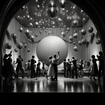 Swing dance party in a vintage ballroom with dancers in 1940s attire - Image 2