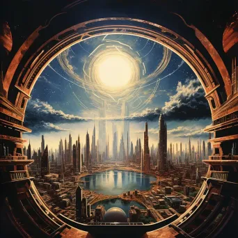 Image of a futuristic city with a wormhole in the sky - Image 3