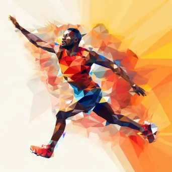 Low Poly representation of athletes in action - Image 1