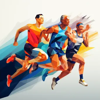 Low Poly representation of athletes in action - Image 2