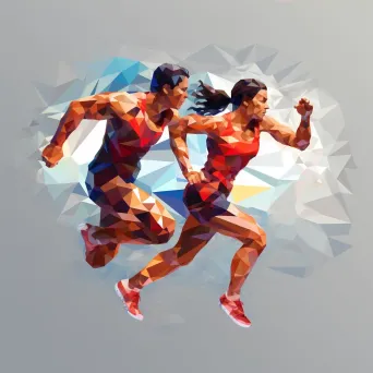 Low Poly representation of athletes in action - Image 3