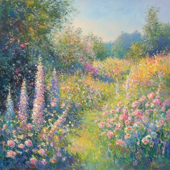 Impressionistic pastel painting of a sunlit meadow with flowers symbolizing shared moments of friendship - Image 3