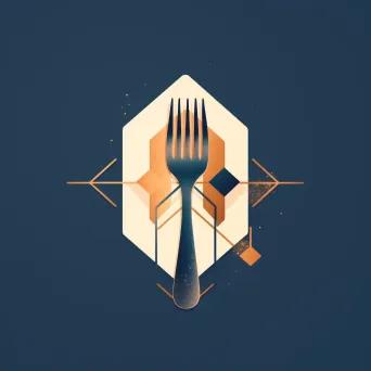 Abstract utensils logo design in blue and copper colors - Image 2