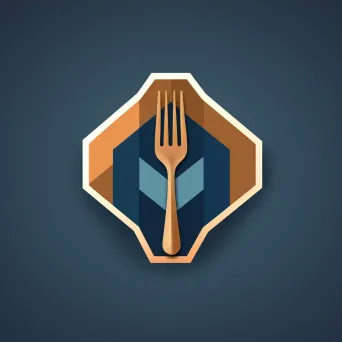 Abstract utensils logo design in blue and copper colors - Image 3