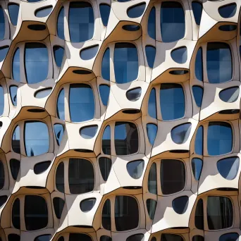 Abstract architectural facade with asymmetrical patterns on Fujifilm X-T3 - Image 3