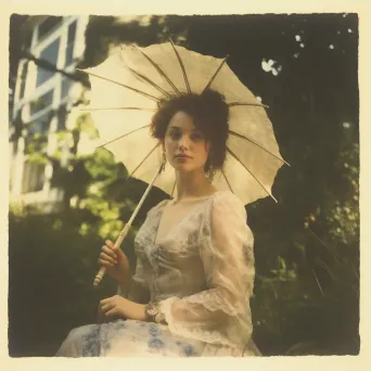 Vintage portrait of a Victorian woman with a parasol in a garden - Image 3