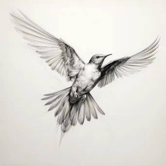 Detailed anatomical sketch of bird flight showing wing movements and air streams - Image 4