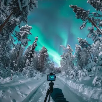 Mystical aurora borealis winter forest - Image 4