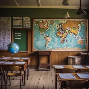 Teacher giving a lecture to attentive students in a traditional classroom. - Image 1