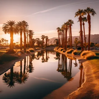 Desert spring with palm trees and reflections - Image 2