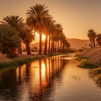 Desert spring with palm trees and reflections - Image 4