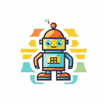 Playful and colorful logo with a robot icon in yellow and green - Image 4