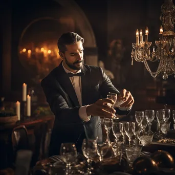 Sommelier pouring wine into crystal glasses - Image 3