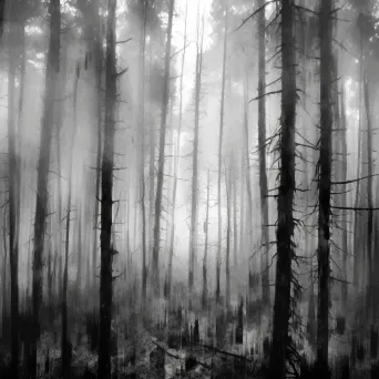 Monochrome abstract representation of a forest landscape - Image 4