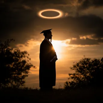 Graduate standing with sunset halo effect - Image 3