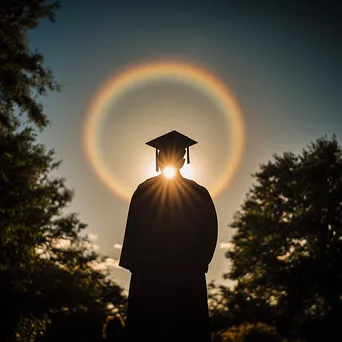 Graduate standing with sunset halo effect - Image 4