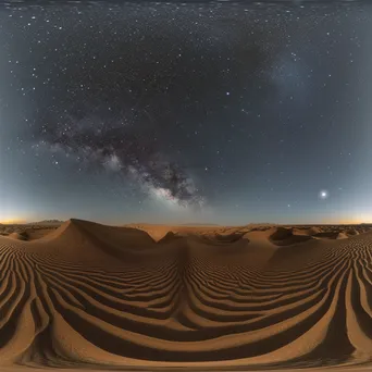 Starry sky over glowing desert sand dunes at night - Image 1