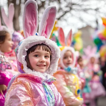 Easter Parade with Children in Costumes