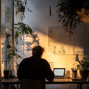 Freelancer sketching ideas in a beautiful workspace - Image 3