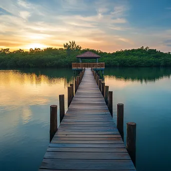 Rustic Pier on Tropical Island