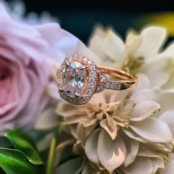 Engagement ring on a bouquet of flowers - Image 1