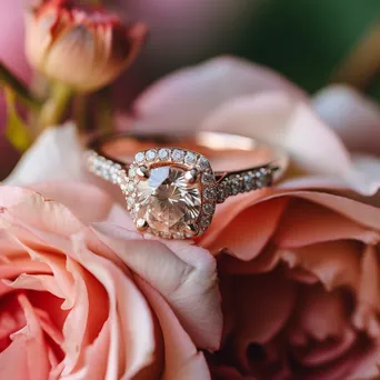 Engagement ring on a bouquet of flowers - Image 2