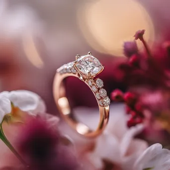 Engagement ring on a bouquet of flowers - Image 3