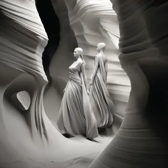 Sandstone formations with smooth, flowing lines sculpted by natural elements - Image 3