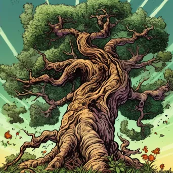 Ancient tree uniting worlds with magical fusion - Image 2