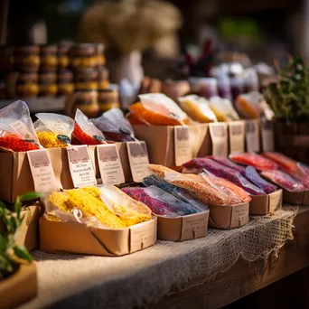 Eco-friendly packaging at an organic market stand. - Image 4