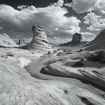 Swirling clouds above striking desert rock formations - Image 4