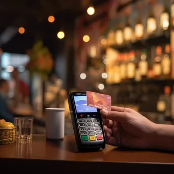 Digital Payment Terminal in a Cafe