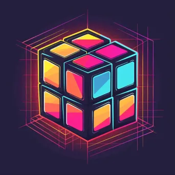 retro stylized rubiks cube logo - Image 1