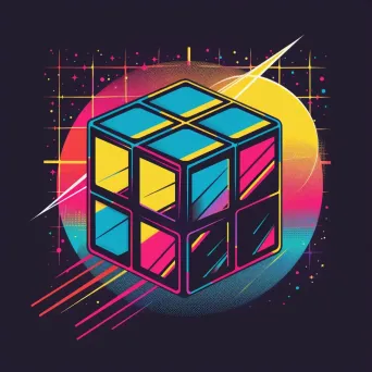 retro stylized rubiks cube logo - Image 2