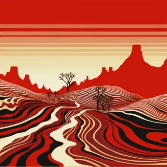 Illustration of a heatwave distorting a desert landscape with shimmering heat waves. - Image 4