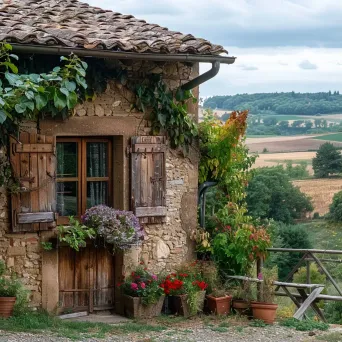 Rustic old farmhouse with wooden shutters - Image 1