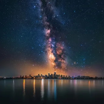 Milky Way galaxy above a city skyline at night - Image 1