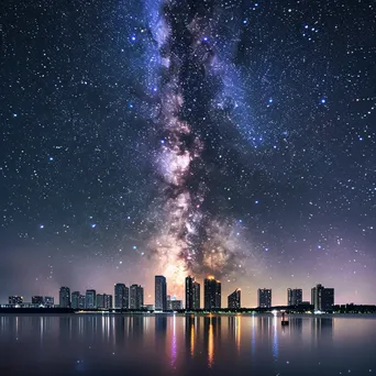 Milky Way galaxy above a city skyline at night - Image 3