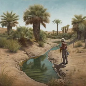 Weary traveler finding an oasis in the middle of a barren desert - Image 4