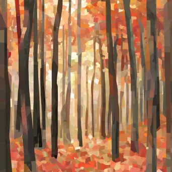 Low poly layered depiction of an autumn forest - Image 1