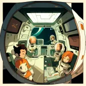 Interior of a spacecraft with zero gravity crew - Image 1