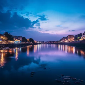 Long exposure photo of reflections on a river at dusk - Image 3