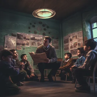 Teacher leading a reading activity with students in a classroom. - Image 2