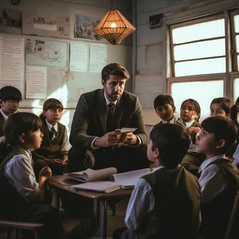 Teacher leading a reading activity with students in a classroom. - Image 3