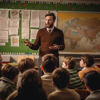 Teacher leading a reading activity with students in a classroom. - Image 4