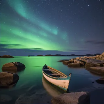 Aurora Australis Above Ocean Bay