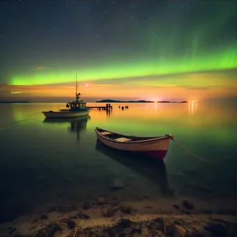 Aurora australis above ocean bay - Image 3