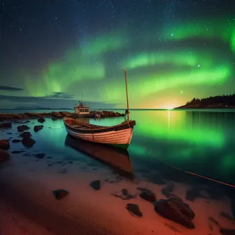 Aurora australis above ocean bay - Image 4