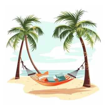 Tropical beach resort logo with palm trees and hammock by the sea - Image 4