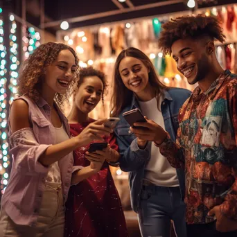 Friends trying on outfits while shopping in a trendy boutique. - Image 1